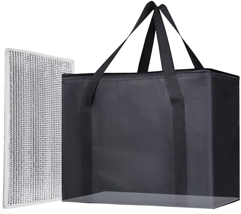 1PK Insulated Grocery Bags Reusable Heavy Duty - Cooler Tote with Reinforced Base for Stability & No Sag - XL Thermal Bag for Hot Cold Food, Delivery, Shopping, Travel, Camping,Grocery Essentials