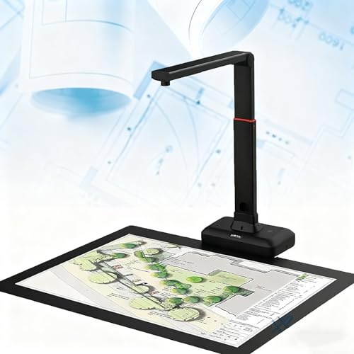 GEHPYYDS Escáner de Documentos - Cámara de Documentos USB con tamaño de Captura máximo A2, OCR en 130 Idiomas, Altura Ajustable, escáner de Libros de 23 MP para Mac/Windows
