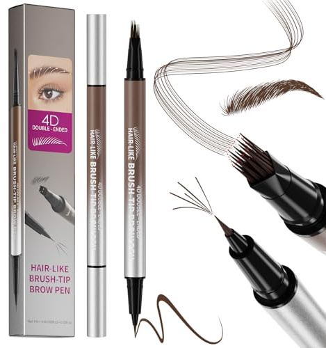 Eyebrow Pencil, Microblading Eyebrow Pen with Angled Brush, 2-in-1 Eye Brow Pencil, Precise Brush Create Wild Natural Hair-Like Brows, Waterproof, Last All Day Makeup, Shaping, Defined (Dark Brown)