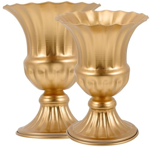 SUPVOX Set da 2 Vasi per Fiori da Cimitero in Ferro Base Stabile, Portafiori Decorativi per Tombe e Giardino, Contenitori Resistenti per Composizioni Floreali Commemorative