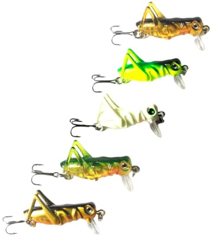 DIYEAH Leurres De PêChe Sauterelle 5 PièCes Plastique 4 X 2 X 2 Cm | AppâT RéAliste, Lot De 5 Leurres, Couleurs Assorties Pour PêChe En Eau Douce
