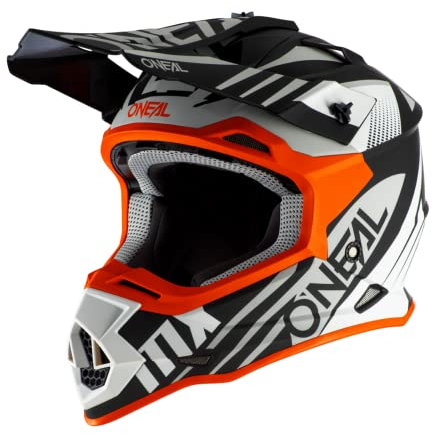 O'NEAL | Motocross-Helm | MX Enduro | ABS-Schale, , Lüftungsöffnungen für optimale Belüftung & Kühlung | 2SRS Helmet Spyde 2.0 | Erwachsene | Schwarz Weiß Orange | Größe XXL