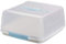 Engelland Recht-Eckige Kuchen-Transportbox mit Griff, Deckel und 2-fach Klick-Verschluss, Farbe: Hellblau/Transparent, L 27,5 cm x B 26,5 x H 12,5 cm, BPA-frei, Torten-haube, quadratisch