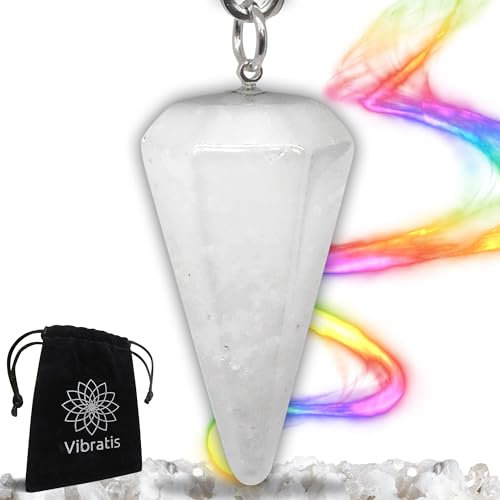 Vibratis Pendule Divinatoire de Radiesthésie en CRISTAL DE RÔCHE forme CÔNE - Pendule Pierre de Cristal de Roche [Satisfait ou Remboursé]