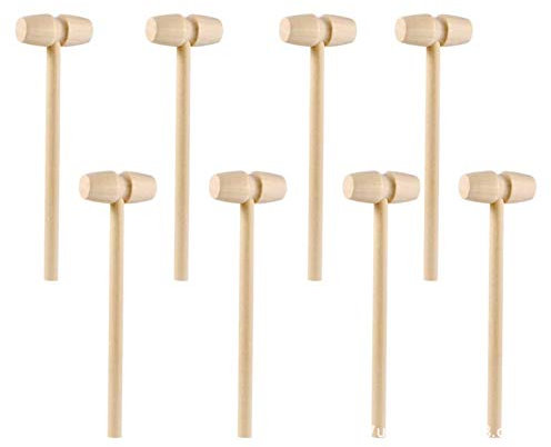 6Pcs Mini Wooden Hammer, Natural Hardwood Seafood Shellfish Shell Cracker Tool, Mallet Pounding Toy for Chocolate Cracking, Art Crafts