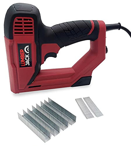 LUMBER JACK 2in1 Electric Staple Gun & Nail Gun, High/Low Power, Quick Release, Soft Grip, No Compressor, Includes Staples & Brad Nails, Ideal for DIY Projects, Ceiling Tile, Carpeting, Picture Frames