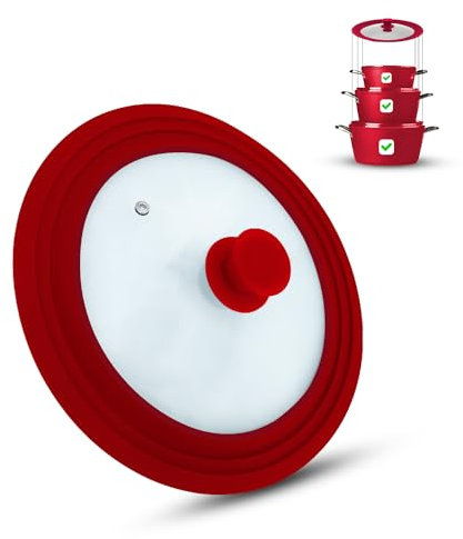 M.S.N Universal Glasdeckel, Töpfe und Pfannen 28/30/32 cm, mit Auslassventil und Silikonrand.