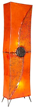 Orientalische Stehlampe Mulan Orange 100cm Lederlampe Hennalampe Lampe | Marokkanische Große Stehlampen aus Metall, Lampenschirm aus Leder | Orientalische Dekoration aus Marokko, Farbe Orange