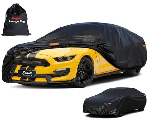 Kayme 7 Layers Car Cover Custom Fit for Ford Mustang/Shelby (1964-2025) Waterproof All Weather for Automobiles, Outdoor Full Cover Rain Sun UV Protection.Black