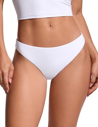 CRZ YOGA Låg midjad bikiniunderdel | Medelhögt skurna ben, medeltäckande rumpa, heltäckande, baddräkt, badbyxor för kvinnor