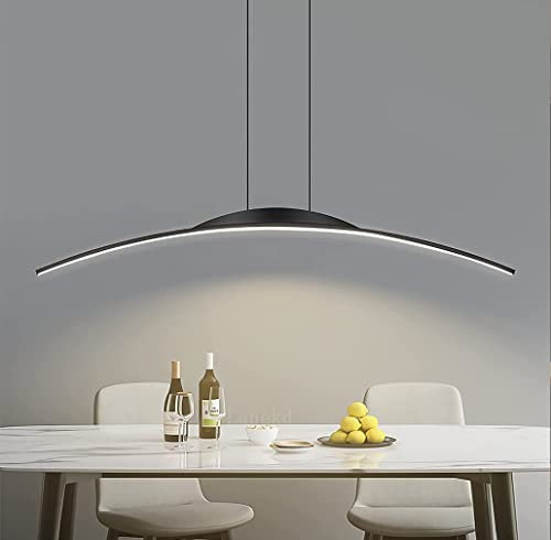 Esstischlampe Hängeleuchte LED Pendelleuchte Modern Esszimmer Hängeleuchte Dimmbar Bogen Design Küchelampe Höhenverstellbar Büro Wohnzimmer Schlafzimmer Kronleuchter (Schwarz, L80CM)