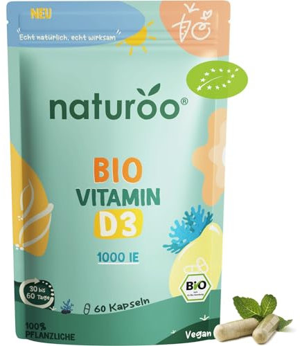 Vitamine D Bio Naturelle et Végétale, Vitamine D3 biologique à base de Lichen | 1000 UI (500% des AJR) | 60 gélules (1 à 2 mois) | Premium & Vegan | Pour Hommes et Femmes | Extraits de Lichen bio