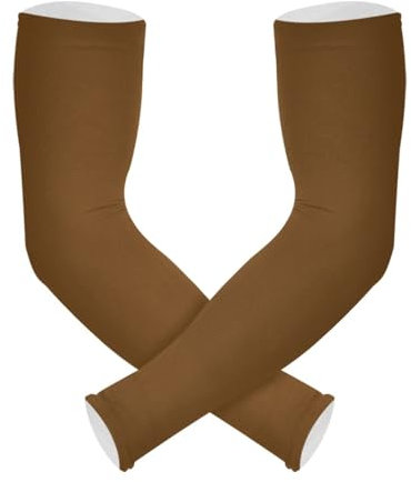 RPLIFE Manchons de bras marron pour jeunes, manches athlétiques rafraîchissantes, manches UV, trou pour le pouce, Sepia, taille unique