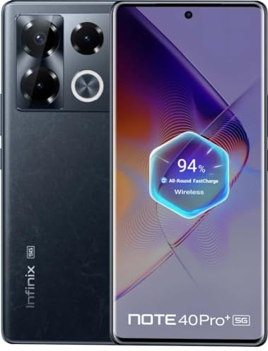 Infinix Note 40 Pro+ 5G Smartphone | 12GB RAM + 12GB Extended | 256GB Storage | 108MP OIS Camera | 6.78 AMOLED 120Hz Display | 100W Fast Charging | 12M Warranty (Obsidian Black)