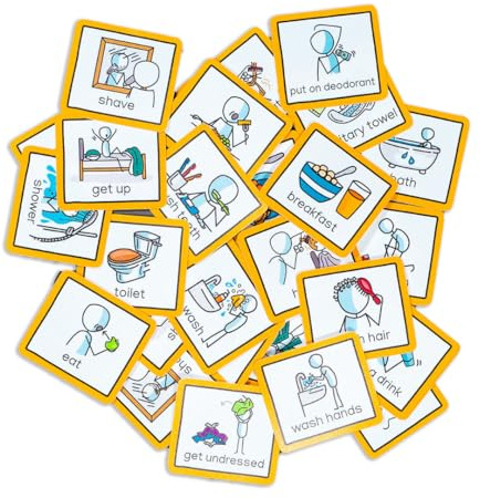 Visual Aids Visual Symbols Pecs Cards to support communication, routine & transition for autism, send, adhd, down's syndrome, learning difficulties. (Self Care and Daily Routine - Standard)