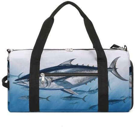 Fitnesstasche, Bluefin Thunfisch Thunnus Print, Sporttasche, Reise-Fitnessbeutel, Essentials-Turnbeutel, Turnbeutel mit Schuhfach, Stil, Einheitsgröße, modern, Stil:, Einheitsgröße, Modern