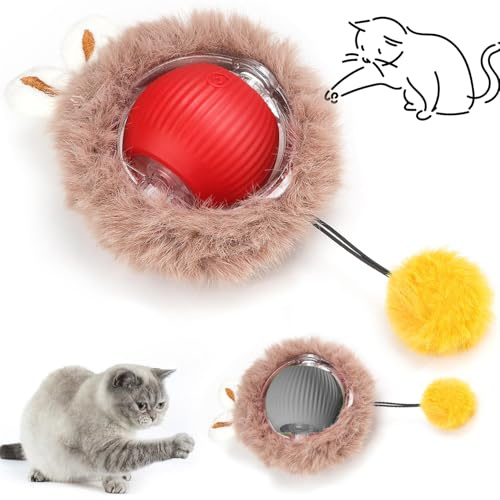 2 Pezzi Giocattolo interattivo per gatti, palla elettrica per gatti con corda,palla intelligente rotolante a 360° per cani e gatti,giocattolo elettrico per gatti con ricarica USB,Adatto a Cani e Gatti
