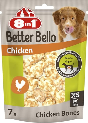 8in1 Better Bello Chicken Bones XS - leicht verdauliche Kauknochen für Hunde mit Huhn, Kauartikel für Hunde mit empfindlichen Magen, 84g Beutel (7 Stück)