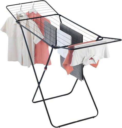 SIC Winged Clothes Airer | Large Clothes Drying Rack w/ 18m Space | Foldable Laundry Hanger Dryer Rack | Heavy Duty Clothes Horse Stand | Indoor Outdoor Air Clothes Dryer | Compact Washing Dryer Rack