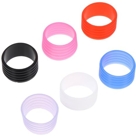 PACKOVE Lot de 6 Bagues en Silicone Antidérapantes pour Raquette, Bandes Anti-Transpiration Absorbantes et Flexibles, Protections de Poignée Adaptées au Tennis, Badminton, Squash et