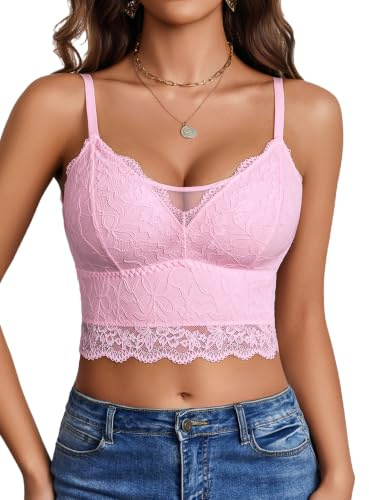 Avidlove spets undertröja damer sexig linne spets bustier undertröjor v-ringad basic linne ärmlös spaghetti crop top sommar party camisole Y2K festival toppar