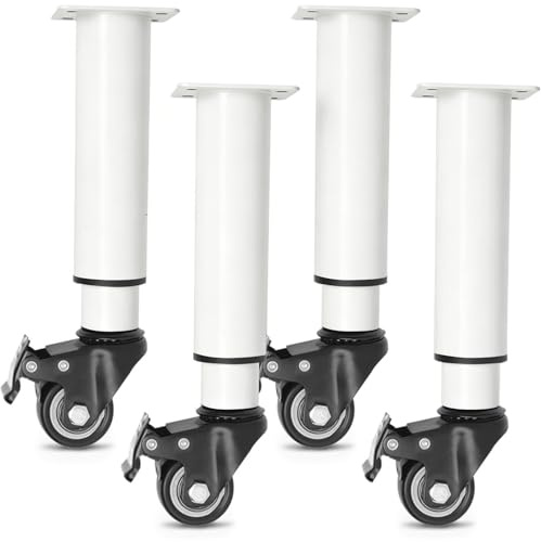 EUBSWA Gambe del letto regolabili in altezza, robuste gambe di supporto medie per travi centrali, set di rinforzo per letti (bianco, 245-360 mm)