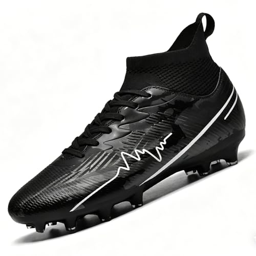 Mokayu Chaussures de Football Homme Haute Bande Spike Crampons Profession Chaussures de Foot Adultes Athlétisme Entrainement Chaussures de Sport