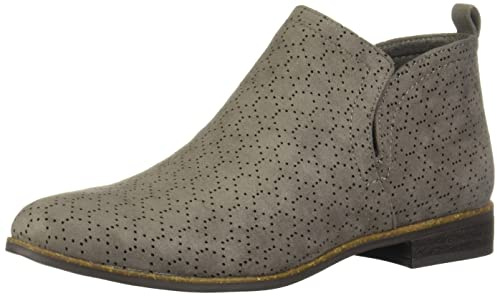 Dr. Scholl's Shoes Women's Rate Ankle Boot, Dark Shadow Grey Perforated Microfiber Suede, 8 US