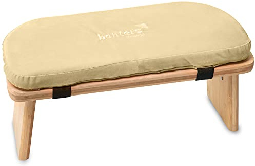 banters Banco de meditación - Hecho de bambú sólido - Taburete de meditación Plegable con cojín, Beige