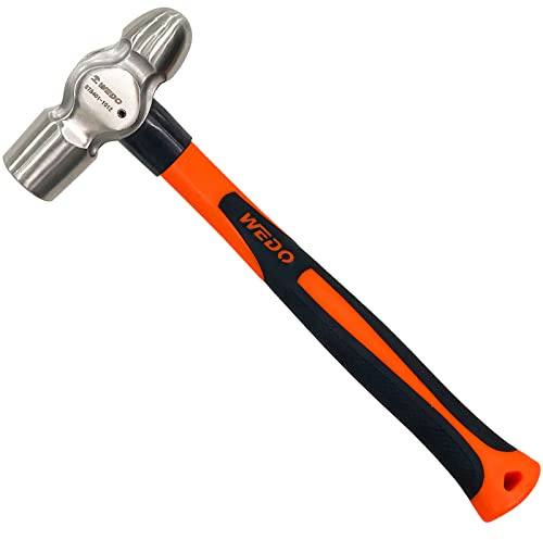 WEDO Ball Pein Hammer 340g(12oz), Stainless Steel, Length 280mm | Machinist Hammer, Anti-slip Grip, Sturdy & Unbreakable, Ergonomic Design, for Riveting and Machinery Maintenance