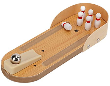 VGEBY Bowling-Spiel-Set, Holz-Desktop-Mini-Bowling-Spiele-Set für Indoor-Kinder und Erwachsene Schach, Freizeitsport