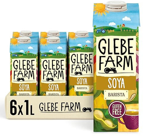 Glebe Farm Gluten Free Soya Milk, Healthy Dairy Free, Coffee Creamer & High Protein Soya Barista Milk For The Perfect Microfoam, Multipack, 6 x 1 litre