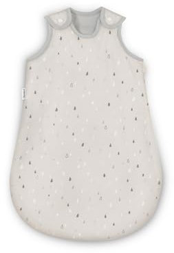 Ehrenkind® Babyschlafsack | Rund 2.5 TOG | Bio-Baumwolle | Ganzjahres Schlafsack Gr. 50/56 | Natur-Graue Tropfen | Oeko-Tex | Winter und Sommer für Kinder