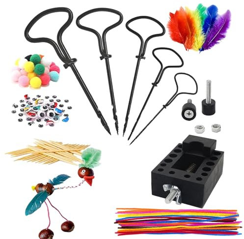 Kastanienbohrer-Set, Kastanien-Bastelset, Bastelbohrer für Kastanien, Handbohrer-Kastanienset, Bastelspielzeug-Kinderwerkzeugset mit ergonomischem Griff, Kleinkind-Bohrer-Partygeschenke für Kinder.