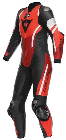 DAINESE Misano 3 D-Air perforato 1 pezzo da donna Tuta in pelle da moto, nero/bianco/rosso, 44