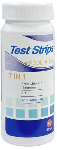 WYBOT Strisce reattive per acqua spa 7 in 1, strisce reattive, kit per analisi dell'acqua, tester chimico per cloro libero, cloro totale, bromo, alcalinità, nitrito, durezza e valore pH (50 bastoncini