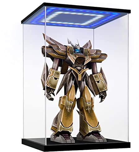 Huijintao Vitrine pour Collection, Boite Acrylique, Vitrine Figurine Transparent, Vitrine Acrylique en Verre pour Collection, Figurine, Voitures Miniatures | avec éclairage LED (25x25x40 cm)