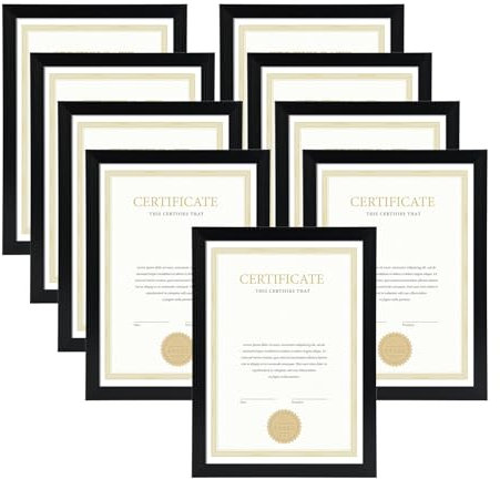EYMPEU Black A4 Picture Frame, 9 Pack A4 Photo Frame, A4 Certificate Frames for Tabletop Display and Wall Hanging
