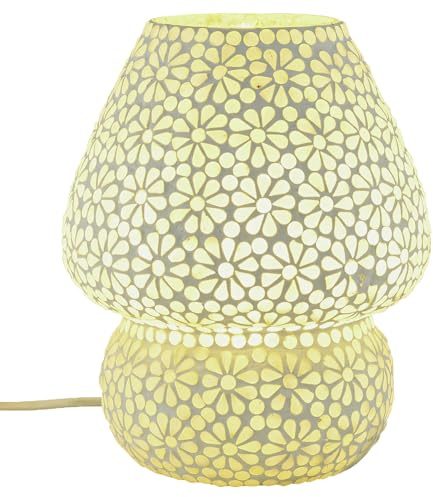 Marrakesch Boho Deko Tischlampe Nachttischlampe 23cm groß | Deko Aesthetic Tischleuchte Lampe im Wohnzimmer Schlafzimmer & Kinderzimmer | Moderne Tischleuchte Aubina -1- aus Mosaik E27 Lampenfassung