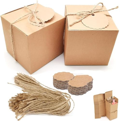 50 Pcs Set de Boîtes Cadeaux en Papier Kraft, boîte Carton D'expédition, Boîte en carton, Boîtes de Chocolats, boîtes en Cartones 7Cm, Boîte en Carton Brun avec Couvercle