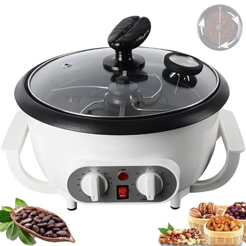 Torréfacteur de café 750 g for usage domestique, torréfacteur de grains de café électrique multifonctionnel avec poêle antiadhésive 1 200 W, thermomètre + minuterie + réglage de la température, tige d