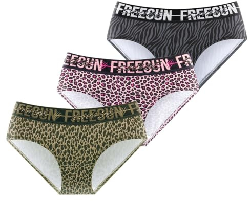 FREEGUN Culotte Fille Sport, Lot de 3, Beige 81 (10/12 Ans)
