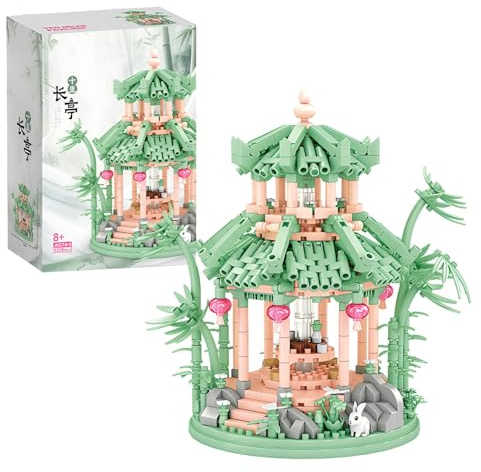 Chinese Ancient Architecture Mini Building Blocks Set, Traditional Pavilion Micro Building Bricks, Build-and-Display Construction Model Toys Present for Adults Teens(1238 PCS)