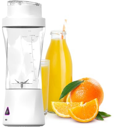 Blender Portable, Mini Mixeur électrique USB, 700ML Mini Blender sans fil avec 6 Lames en Acier Inoxydable, avec Batterie Rechargeable 6000mAh, pour les Fruits, les Smoothies, les Milkshakes (Blanc)