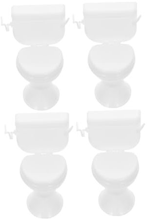 Mobestech 4pièces Décorations Miniatures Toilettes Blanches Pour Maison Poupée Jouets Accessoires Salle De Bain Décor Réutilisable Pour Gâteaux Fête Enterrement De Vie De Jeune Fille