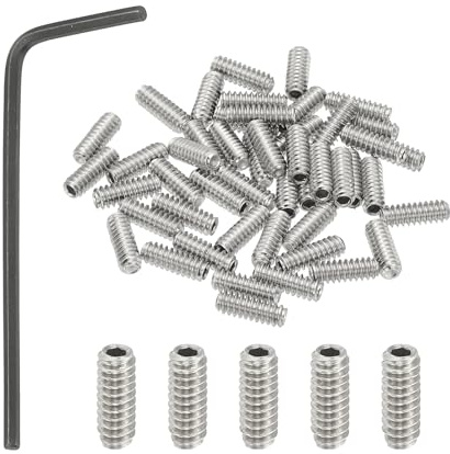 PATIKIL Viti Senza Testa A Punta A Tazza Con Foro Esagonale Interna #6-32x3/8, 50 Pz In Acciaio Inox 304 Con Chiave A Brugola Per Maniglie Porte Accessori Bagno