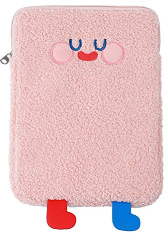 Kikumi Lagringsorganisatör Bärbar Dator Skyddande Väska Bärbar Härlig Plysch Netbook Väska Tablett Skyddande Fodral (Rosa)