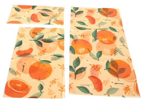 DECOMELODY 3 fogli Panni per Alimenti in Tessuto Rivestito con Cera d'Api Biologica Sostenibili e Riutilizzabili per Conservazione Prolungata Antipolvere e Alternativa Ecologica alla