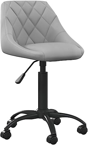 XHNIFBN Silla de oficina de terciopelo silla de escritorio regulable en altura - Silla giratoria ergonómica con ruedas, moderna silla cosmética para oficina en casa y estudio, gris claro
