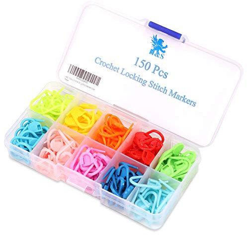 H&S 150 Pieces Crochet Stitch Markers & Knitting Stitch Markers – Locking Clips, Holders & Accessories - Knitting Accessories